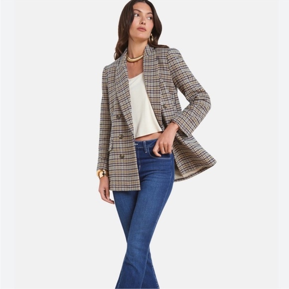 L’AGENCE Aimee Tweed Houndstooth Boyfriend Blazer - Picture 3 of 9